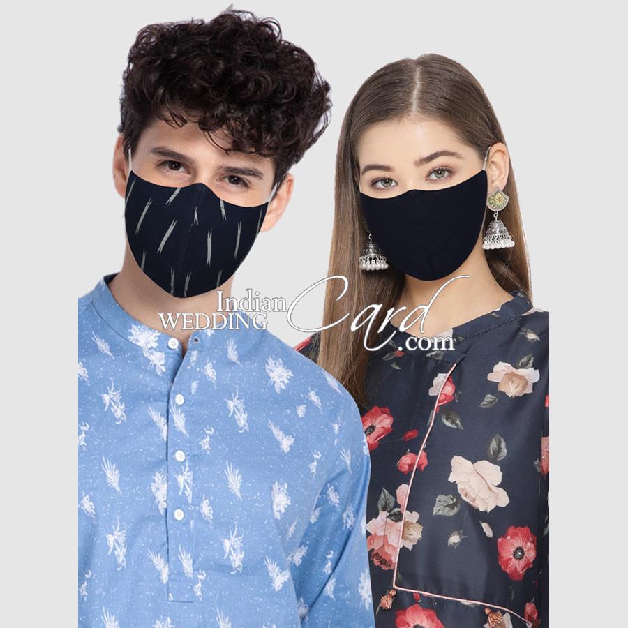 Blended Cotton Casual Cloth Mask(Pack of 3 Pcs) in Blue with Printed