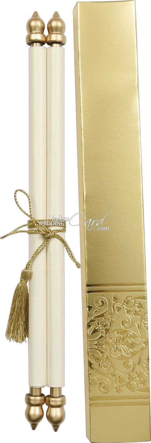 S922, Gold Color, Shimmery Finish Paper, Scroll Invitations, Jewish  Invitations, Box Scrolls.