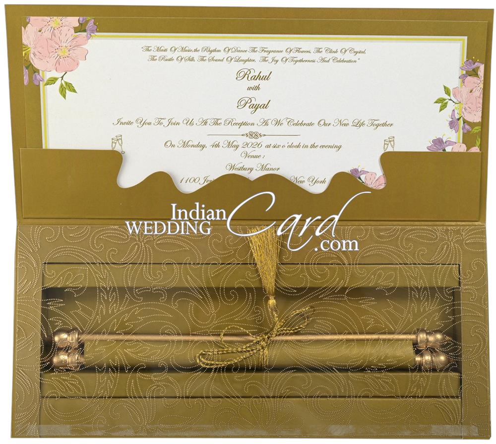 S1231, Green Color, Shimmery Finish Paper, Scroll Invitations, Jewish ...