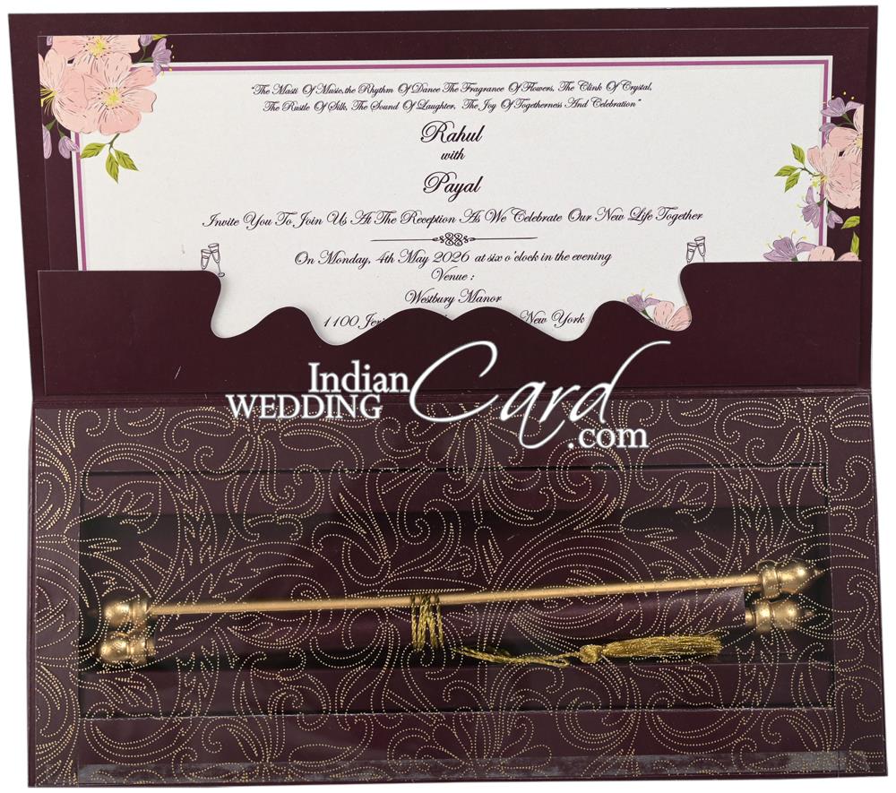 S1233, Purple Color, Shimmery Finish Paper, Scroll Invitations, Jewish ...