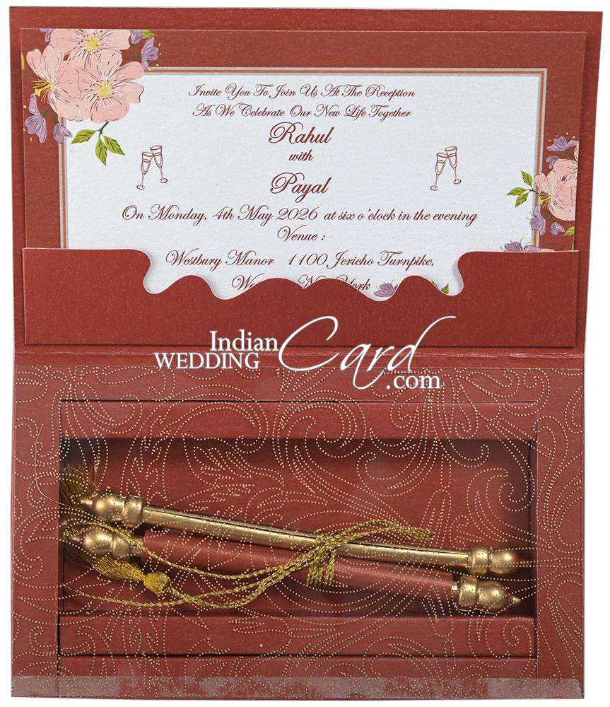 S1249, Red Color, Shimmery Finish Paper, Scroll Invitations, Small Size ...