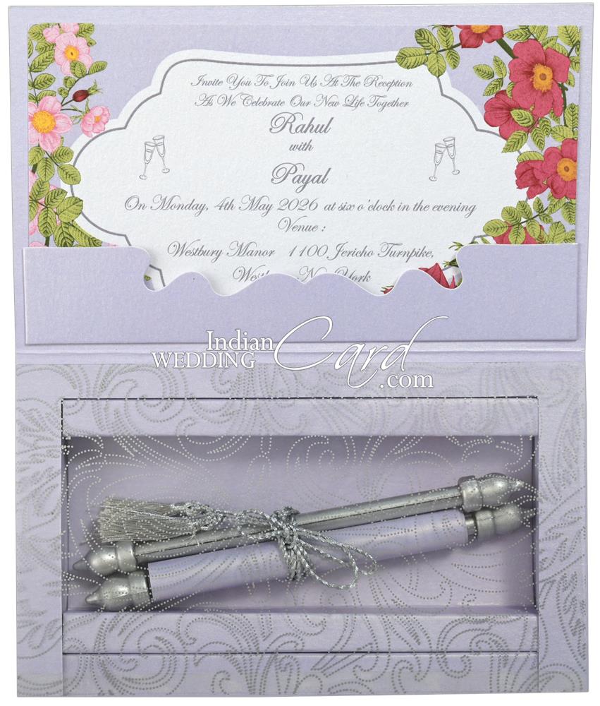 S1256, Blue Color, Shimmery Finish Paper, Scroll Invitations, Small ...
