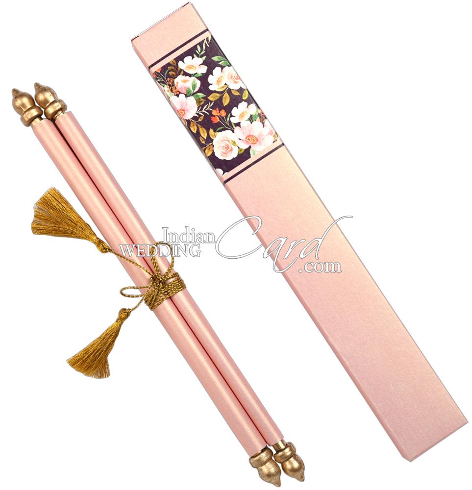 S1280, Pink Color, Shimmery Finish Paper, Scroll Invitations, Jewish ...