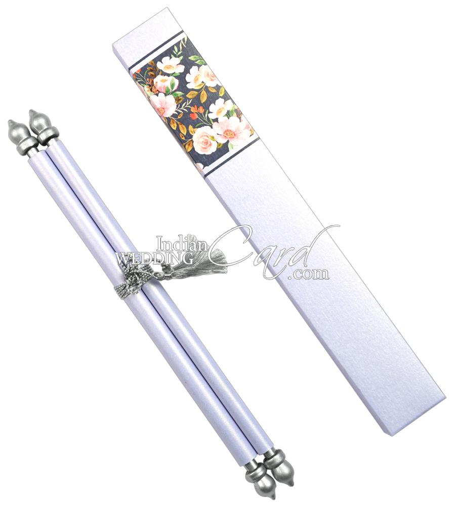 S1281, Blue Color, Shimmery Finish Paper, Scroll Invitations, Jewish ...