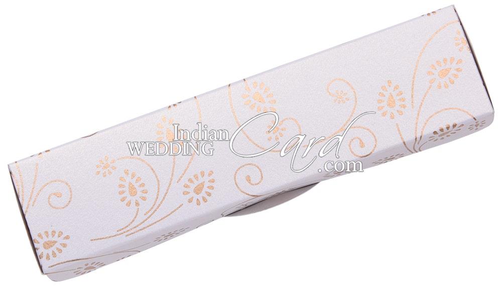 S1210, White Color, Shimmery Finish Paper, Scroll Invitations