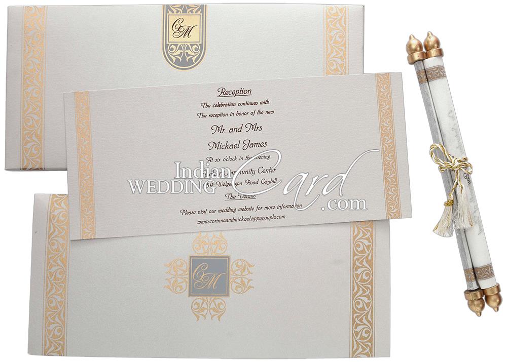 S723, Silver Color, Shimmery Finish Paper, Scroll Invitations, Jewish ...