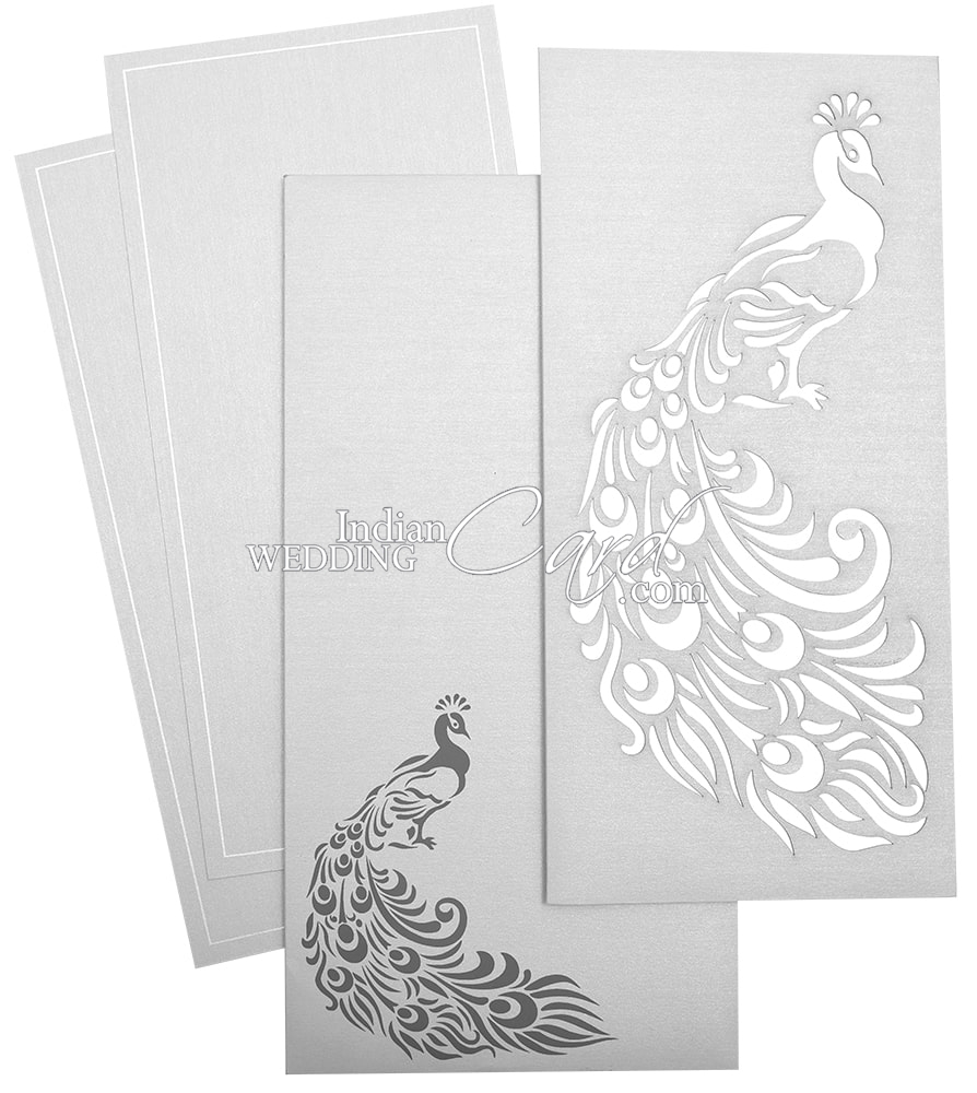 Elegant Laser cut Lotus Wedding party invitation cards+Inner sheets+Envelopes 