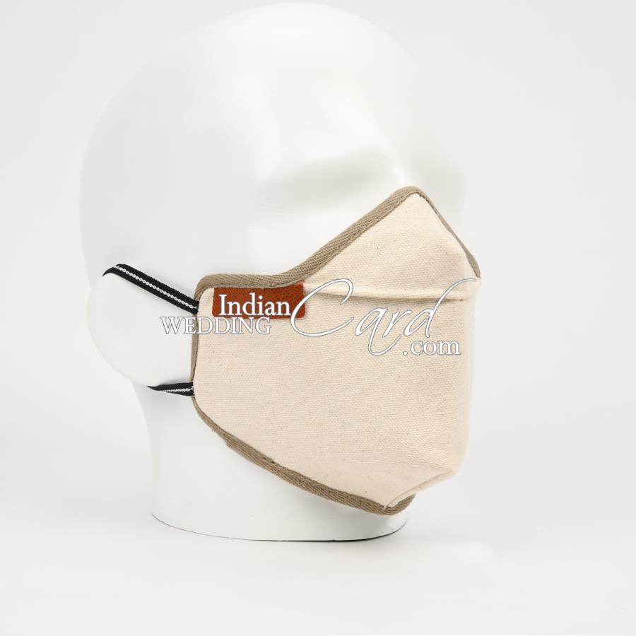 Cotton Casual Cloth Mask in White and Off White with Self work MASK74