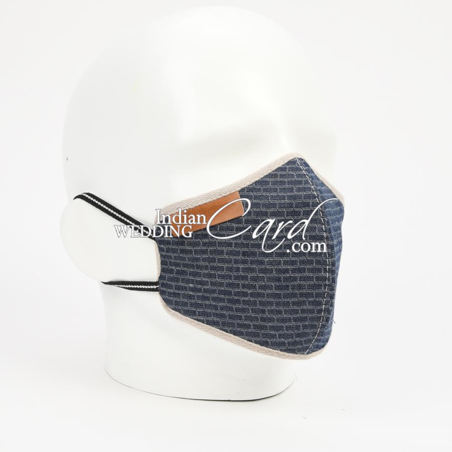 Cotton Casual Cloth Mask in Blue with Self work MASK76