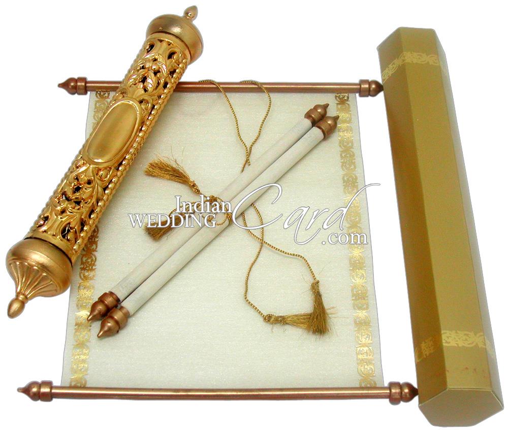 S301 Gold Color Scroll Invitations Jewish Invitations