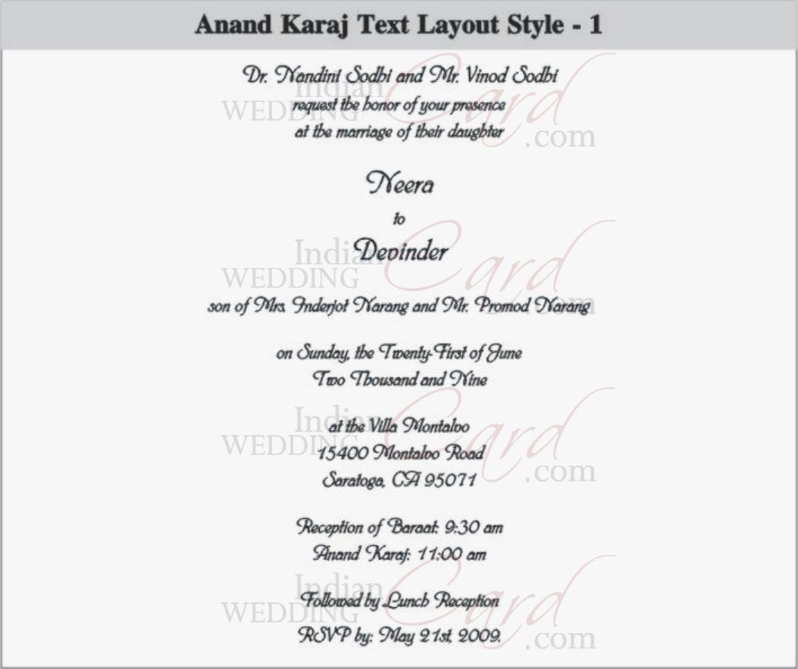 Anand Karaj Invitation Wording 7